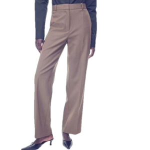 ARITZIA Babaton Agency Pant Wool Trousers Tan Front Crease Minimalist like new 0